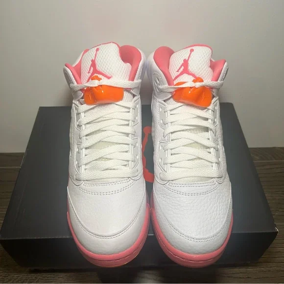Nike White and Pink Air Jordan 5 Sneakers 6.5Y - Picture 4 of 11